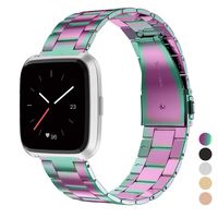 Wearlizer Stainless Steel Compatible for Fitbit Versa/Versa 2 /Versa Lite/Versa SE Bands Women Men,Ultra-Thin Lightweight Replacement Band Strap Bracelet Compatible for Fitbit Versa (Color)