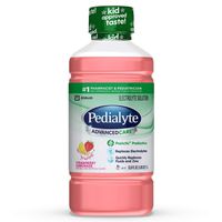 Pedialyte AdvancedCare Electrolyte Solution with PreActiv Prebiotics, Hydration Drink, Strawberry Lemonade, 1 Liter, 4 Count