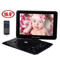 YOOHOO 16.9'' Portable CD/ DVD Player for Car with 14.1'' 270°Swivel High Definition LCD Screen,6 Hours Rechargeable Battery,Supports SD Card/USB/CD/DVD (Black)