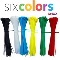MONBLA Adjustable Nylon Cable Tie Wire Zip Ties Premium Heavy Duty Tie Wraps Cable Management Kit 6 Colors 120pcs 12 inch 300mmX4.8mm