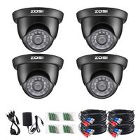 ZOSI 4 Pack HD 720P 1.0 Megapixel 1280TVL 4-in-1 TVI/CVI/AHD/960H CVBS Waterproof Dome Security Surveillance CCTV Camera Kit with OSD Menu for HD-TVI, AHD, CVI, and CVBS/960H Analog DVR System