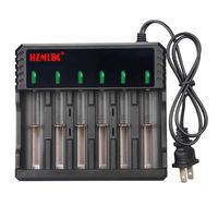 6 Slot Rechargeable Battery Charger LCD Display 6 Bays Universal Smart Charger for 3.6/3.7V Li-ion Rechargeable Batteries AA 26650, 18650, 17670, 18490, 17500, 17335, 16340(RCR123), 14500,10440
