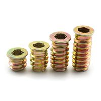 LQ Industrial 32pcs 10/15/20/25mm Furniture Screw-in Nut Carbon Steel Color Zinc Plated Bolt Fastener Connector Hex Socket Drive Threaded Insert Nuts for Wood Furniture Assortment 1/4"-20