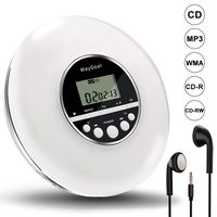 WayGoal Portable CD Player, Personal Compact MP3 CD Player with Anti-Skip Protection Headphones LCD Display, Small Music Disc Walkman CD Player for Car Student Kid Adult, White