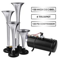ETE ETMATE 150DB Train Air Horn Kit, 4 Trumpet Train Horn Kit with 120 PSI Air Compressor 3L/ 6L Air Tank for Car Truck Train Van Boat (3L/Black)