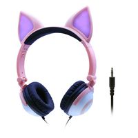 ONTA Kids Headphones with Cute LED Glowing Cat Ears,Foldable, Noise-Canceling and Adjustable Toddlers Headphones for Boys and Girls (Pink)