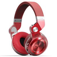 Bluedio T2 Plus Turbine Bluetooth Headphones, Over Ear Headset with Mic SD Card Slot FM Radio, 40 Hours Play Time and Soft Protein Earpads, Wired Headsets for Sports Work Travel (Red)