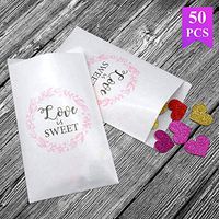Wedding Favors Kraft Paper Bags - 50Pcs 4.5 x 7.5 inches White Wedding Gift Bags for Guests Candy Treat Bags for Treat Snacks Candy Buffets