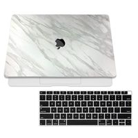 SOJITEK White Marbled Design Texture Skin Decal Sticker for 2018 MacBook Air 13 Inch A1932 Model with Touch ID & Includes Black Keyboard Cover