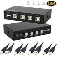 4 Ports USB Printer Share Sharing Switch Hub (4 Ports Sharing Switch with Cables)