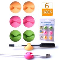 Cable Clips Organizer for Desk Color,Wire Clips Desktop,Cable Holder Adhesive,Cord Holder for Table,Car,Computer,Charging Cable,USB Cable,Mouse,Headphone,Office,Cubicle,ect.(2 Pink+2 Orange+2 Green)