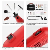 Populo High Performance Rotary Tool Kit with 107 Accessories, 3 Attachments, Variable Speed, Flex Shaft and Universal Collet for Abrasive, Polish, Cutting, Engraving, Drilling and Crafting DIY Project