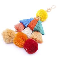 Colorful Boho Pom Pom Tassel Bag Charm Key Chain (Q)