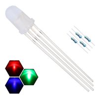 EDGELEC 100pcs 5mm RGB Tri-Color (Red Green Blue Multicolor) 4Pin LED Diodes Common Anode Diffused Round Lens 29mm Long Lead +300pcs Resistors (for DC 6-12V) Included,Light Emitting Diodes
