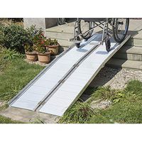 SSLine Wheelchair Ramp Portable Aluminum Folding Ramp Loading Traction Ramp with Handle for Home Steps Stairs Doorways Door Threshold (6 FT)