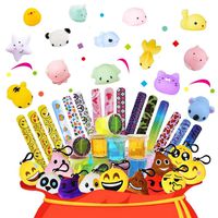 Party Favors Assortment For Kids-Slime,Slap bracelets,Keychain,Squishies Toys For Birthday Party Favors,Carnival Prizes,Pinata Filler,Treasure Box Prizes Toys for Classroom