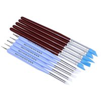 Ejiubas Clay Sculpting Tools Polymer Stylus Tool Set 5 X 2 Way Dotting Tool Modeling Clay 5 Pcs Rubber Brushes Wipe Out Tool Pottery Supplies Ceramics Tool Kit 10Pcs