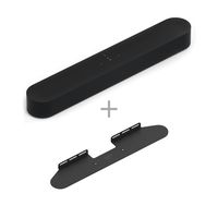 All-New Sonos Beam (Black) - Compact Smart TV Soundbar with Amazon Alexa (1 Item) Bundle with Wall Mount (1 Item)