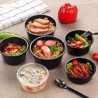 AXZHYX Bowl Disposable Black and White Plastic Lunch Box - Party Picnic Seal Rice Pack Sushi Sashimi Microwave Heating Box [50 Pack] Hotel Tableware Home Noodles Boiled Fish Soup Bowl