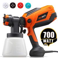 REXBETI 700 Watt High Power Paint Sprayer, 1000ml/min HVLP Home Electric Spray Gun with 1000ml Container, 4 Nozzle Sizes, Easy Spraying and Cleaning