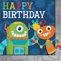 Robot Party Birthday Napkins, 48 ct