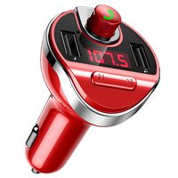 ORIA FM Transmitter, Bluetooth Wireless Car Radio Transmitter, Universal Car Charger with Dual USB Charging Ports, Hands Free Calling, TF Card Support, Red