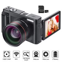 Digital Camera YouTube Vlogging Camera HD 1080P 24MP Video Camcorder 16X Digital Zoom with Wide Angle Lens, WiFi, Pause Function, Face Detection, 3'' IPS Screen, 32GB SD Card, 2xBattery