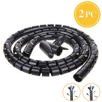 Cable Management, Shellkingdom Cable Cord Organizer and Cable Sleeve Tube with Cable Clip,2 Pack 5FT Flexible Hide Cable Wire for PC TV Computer Cinema 1.1" Diameter (Tube)