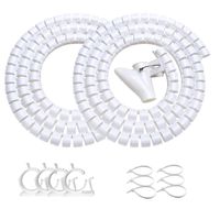 118" White Cable Management Zipper Tubes, Power Cord Organizer Protectors for Pets, 2 Pack VIWIEU Cable Bundler with Free Electrical Cable Clips and Zip Ties, Computer Under Desk Wire Holder Solutions
