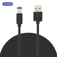 2 Pack 33Ft Micro USB Extension Power Cable for Home Security Camera(Black)