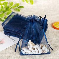 Rainbowroseus 100PCS 4x6 inches Organza Drawstring Bags Party Christmas Wedding Favor Gift Bags Candy Jewelry Pouches - Light Green (Navy)