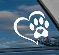 heart lover Dog Cat Love Pet PAW Vinyl Decal Sticker - Car Window, Laptop, Wall, Mac (5.5" inches, White)