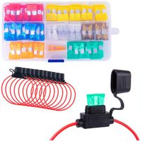120pcs Standard Blade Fuses Set,5A 7.5A 10A 15A 20A 25A 30A ATC APR ATO ATS with 10 Pack 14AWG ATC/ATO Inline Fuse Holder