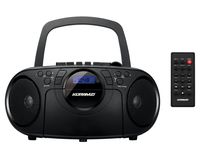 Koramzi Portable CD Boombox Full Range Stereo Sound System w/Top-Loading MP3 CD Player, Cassette Player and Recorder, AM/FM Radio, USB Input, Headphone & AUX Jack w/Remote Control- CD705CBK(Black)