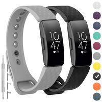 GVFM Compatible with Fitbit Inspire/Inspire HR Bands, Adjustable Soft Silicone Bracelet Accessories Sport Strap for Women Men Wristbands (Small, 2-Black and Gray)