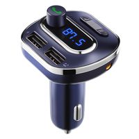 Criacr [Upgraded Version] Bluetooth FM Transmitter for Car, Radio Transmitter Car Adapter, with Dual USB Charging Port, Quick Charge 3.0, Music Player Support Aux Output, Hands-Free Call(Blue