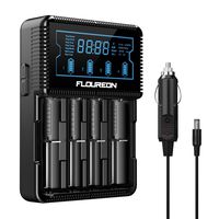 Universal Battery Charger 4 Bay with LCD Display, Floureon 18650 Speedy Smart Charger for Rechargeable Battery Ni-MH Ni-Cd AA AAA C Li-ion 18650 26650 14500 16340 18500 10440 (AC/Car Adapter Included)