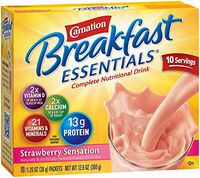 Carnation Breakfast Essentials Powder Drink Mix, Strawberry Sensation, Box of 10 Packets