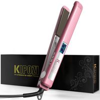 KIPOZI Flat Iron 1 Inch Titanium Plates Professional Hair Straightener with Adjustable Temperature Suitable for All Hair Types Makes Hair Shiny and Silky Heats Up Fast Dual Voltage Rose Pink