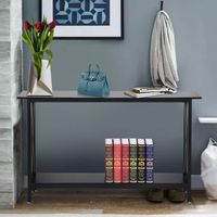 Console Table, Vintage Sofa Table with Shelf, Sofa Side Table for Entryway, Living Room, Rustic Black Easy Assembly Industrial Style Wood and Metal Frame - 47.2×9.5×29.1in