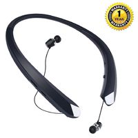 Bluetooth Retractable Headphones, Aidan fly Wireless Earbuds Neckband Headset Sports Noise Cancelling Stereo Earphones with Mic (15 Hrs Playtime, Call Vibrate Alert) (Black)