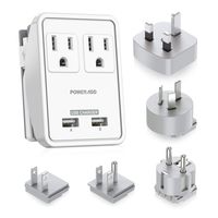 POWERADD Travel Adapter Kit - Dual USB Ports + 2 Outlets, Universal Adapters for UK, US,Japan,China, Europe, Asia, Cruise Ship Travel, Perfect for Cellphone Laptop Camera and more - UL Listed