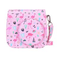 Bsuuy Compatible Mini 8 8+ 9 Camera Case for Fujifilm Instax Mini 8 8+ 9 Instant Film Camera with Shoulder Strap and Photo Accessories Pocket (Watermelon Flamingo)