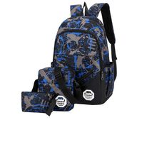 Teens School Backpack with Charger USB Port 3 in 1 Schoolbag Pencil Bag & Shoulder Bag for Students(Blue)