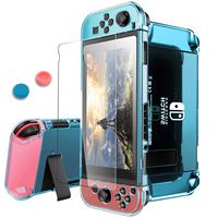 Pakesi For Nintendo Switch Case, Compatible with Nintendo Switch Cover Case and Tempered Glass Screen Protector (360 degree full enclosure protection )-Blue