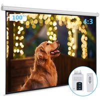 Kshioe Motorized Projector Screen with Remote Control, No Wrinkles, Without Dents, HD Screen, for Home Theater Office Classroom TV Usage (100inch 4:3)