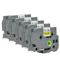 Compatible P Touch Label Tape 5Pack TZ651 TZo651 TZ TZe Black on Yellow Cartridge Label Orison Self Adhesive Cassette Refills,0.94 Inch x 26.2Feet(24mm x8m)