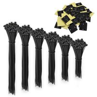 LMioEtool Nylon Plastic Cable Ties, UL Recognized Multi-Purpose Self Locking Zip Ties 550pcs 4/6/8/10/12/14 Inches (Combo Pack), With 50pcs Adhesive Cable Management Clips Holder Clamps, Black