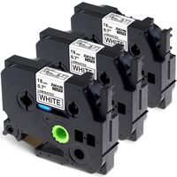 18mm TZe-241 Label Tapes Compatible for Brother P-Touch Label Maker PTD400 PTD600 PTD450 Standard Laminated TZe Tape Black on White, 3/4" x 26.2', 3-Pack