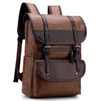 Pahajim Large Capacity Vintage College Bookbag Laptop Faux Leather Backpack Office Fashion Backpack For Men Women(Khaki)